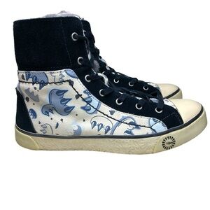 UGG Stellah‎ Claw Graffiti Fur Lined Hightop Sneakers Short Boots Womens 8 DISC